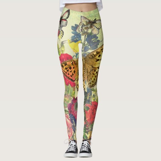 DRUCKTE LEGGINGS-SCHALTFLÄCHEN UND BLUME LEGGINGS (Vorderseite)