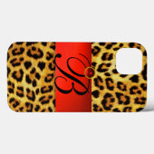 DRUCKTE LEOPARFUR RED RUBY GEMSTONE MONOGRAM, Case-Mate iPhone HÜLLE (Rückseite (Horizontal))