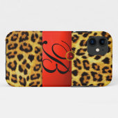DRUCKTE LEOPARFUR RED RUBY GEMSTONE MONOGRAM, Case-Mate iPhone HÜLLE (Rückseite (Horizontal))