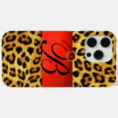 DRUCKTE LEOPARFUR RED RUBY GEMSTONE MONOGRAM, Case-Mate iPhone HÜLLE (Rückseite (Horizontal))