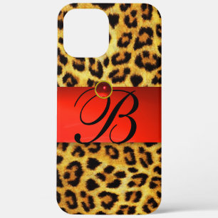 DRUCKTE LEOPARFUR RED RUBY GEMSTONE MONOGRAM, Case-Mate iPhone HÜLLE