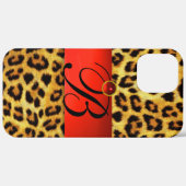 DRUCKTE LEOPARFUR RED RUBY GEMSTONE MONOGRAM, Case-Mate iPhone HÜLLE (Hinten (horizontal))