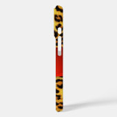 DRUCKTE LEOPARFUR RED RUBY GEMSTONE MONOGRAM, Case-Mate iPhone HÜLLE (Rückseite / Links)