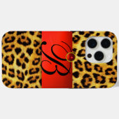 DRUCKTE LEOPARFUR RED RUBY GEMSTONE MONOGRAM, Case-Mate iPhone HÜLLE (Rückseite (Horizontal))