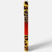 DRUCKTE LEOPARFUR RED RUBY GEMSTONE MONOGRAM, Case-Mate iPhone HÜLLE (Rückseite / Links)