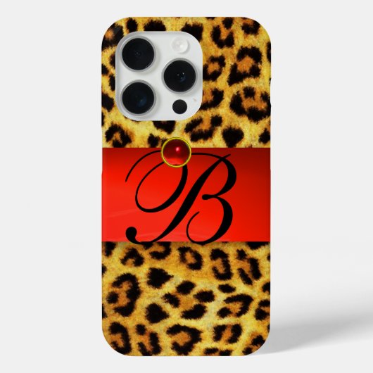 DRUCKTE LEOPARFUR RED RUBY GEMSTONE MONOGRAM, Case-Mate iPhone HÜLLE (Rückseite)