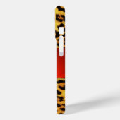 DRUCKTE LEOPARFUR RED RUBY GEMSTONE MONOGRAM, Case-Mate iPhone HÜLLE (Rückseite / Links)