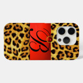 DRUCKTE LEOPARFUR RED RUBY GEMSTONE MONOGRAM, Case-Mate iPhone HÜLLE (Rückseite (Horizontal))