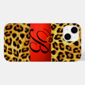 DRUCKTE LEOPARFUR RED RUBY GEMSTONE MONOGRAM, Case-Mate iPhone HÜLLE (Rückseite (Horizontal))