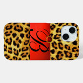 DRUCKTE LEOPARFUR RED RUBY GEMSTONE MONOGRAM, Case-Mate iPhone HÜLLE (Rückseite (Horizontal))