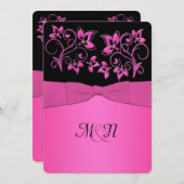 DRUCKTE RIBBON Black, Pink Floral Wedite Einladung (Vorne/Hinten)