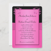 DRUCKTE RIBBON Black, Pink Floral Wedite Einladung (Rückseite)