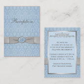 DRUCKTE RIBBON Blue Gray Damask Verschlusskarte Begleitkarte (Vorne/Hinten)