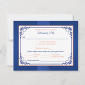 DRUCKTE RIBBON Blue Peach Floral Wedding RSVP Card Einladung (Rückseite)