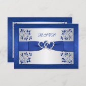 DRUCKTE RIBBON Blue, Silver Floral Repcard RSVP Karte (Vorne/Hinten)