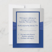 DRUCKTE RIBBON Blue Silver Josed Hearts RSVP Card (Rückseite)