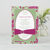 DRUCKTE RIBBON Burgund grünes Brautparty Einladung (Stehend Vorderseite)