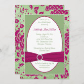 DRUCKTE RIBBON Burgund grünes Brautparty Einladung (Vorne/Hinten)