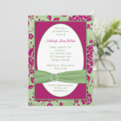 DRUCKTE RIBBON Burgund grünes Brautparty Einladung (Stehend Vorderseite)