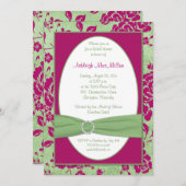 DRUCKTE RIBBON Burgund grünes Brautparty Einladung (Vorne/Hinten)