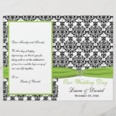 DRUCKTE RIBBON Chartreuse, Black Wedding Program (Vorderseite)