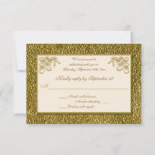 DRUCKTE RIBBON Elfenbein. Gold Floral Reply Card RSVP Karte (Rückseite)