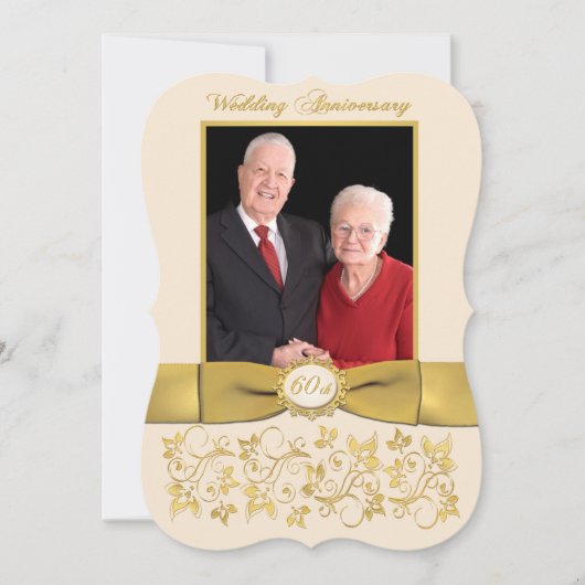 DRUCKTE RIBBON Extravagant Form 60 Jubiläum Einlad Einladung (Vorderseite)