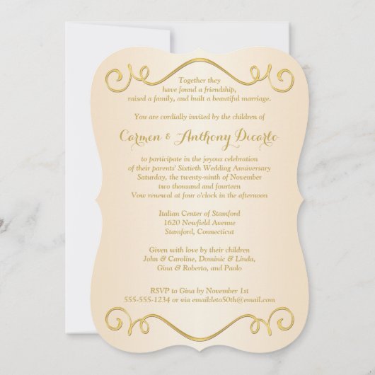 DRUCKTE RIBBON Extravagant Form 60 Jubiläum Einlad Einladung (Rückseite)