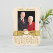 DRUCKTE RIBBON Extravagant Form 60 Jubiläum Einlad Einladung (Stehend Vorderseite)