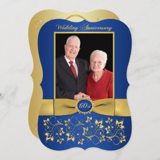 DRUCKTE RIBBON Extravagant Form 60 Jubiläum Einlad Einladung (Vorne/Hinten)