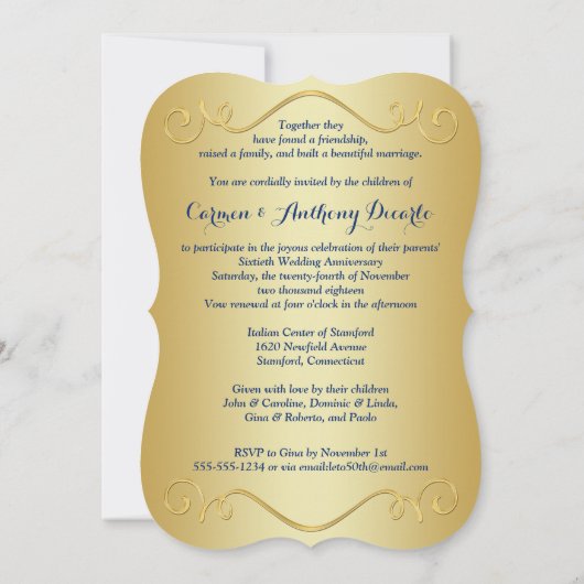 DRUCKTE RIBBON Extravagant Form 60 Jubiläum Einlad Einladung (Rückseite)