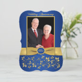 DRUCKTE RIBBON Extravagant Form 60 Jubiläum Einlad Einladung (Stehend Vorderseite)