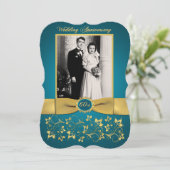 DRUCKTE RIBBON Extravagant Form 60 Jubiläum Einlad Einladung (Stehend Vorderseite)