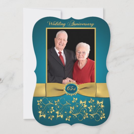 DRUCKTE RIBBON Extravagant Form 65 Jubiläum Einlad Einladung (Vorderseite)