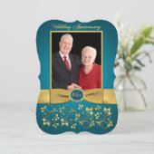 DRUCKTE RIBBON Extravagant Form 65 Jubiläum Einlad Einladung (Stehend Vorderseite)