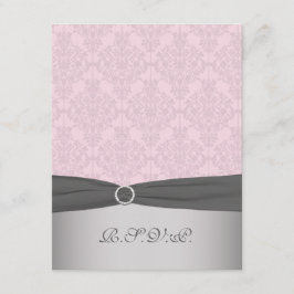 DRUCKTE RIBBON-Graue, rosa Damaskus-RSVP-Karte RSVP Karte