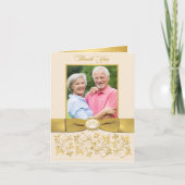 DRUCKTE RIBBON Ivory Gold Blumenkarte Dankeschön K Dankeskarte (Vorderseite)