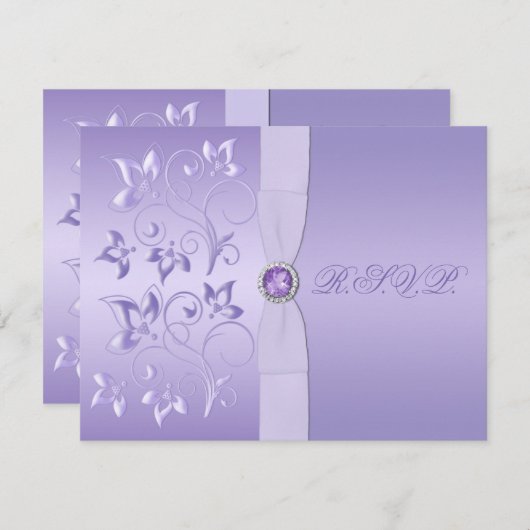 DRUCKTE RIBBON Lavendel Flatorschmuck RSVP-Karte RSVP Karte (Vorne/Hinten)