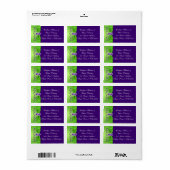 DRUCKTE RIBBON Lila, Grüne Hochzeitsplattform Adressaufkleber (Vorne)
