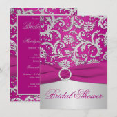 DRUCKTE RIBBON Magenta Silver Brautparty Einladung (Vorne/Hinten)