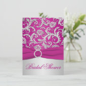DRUCKTE RIBBON Magenta Silver Brautparty Einladung (Stehend Vorderseite)
