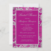 DRUCKTE RIBBON Magenta Silver Brautparty Einladung (Rückseite)