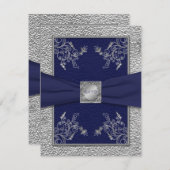 DRUCKTE RIBBON Navy and Pewter RSVP Card (Vorne/Hinten)