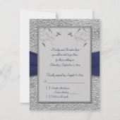 DRUCKTE RIBBON Navy and Pewter RSVP Card Karte (Rückseite)