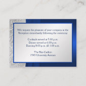 DRUCKTE RIBBON Navy Silver Damask Umschließkarte Begleitkarte (Rückseite)