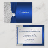 DRUCKTE RIBBON Navy Silver Damask Umschließkarte Begleitkarte (Vorne/Hinten)