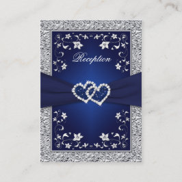 DRUCKTE RIBBON Navy, Silver Floral Enclosure Card Begleitkarte