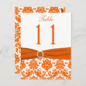 DRUCKTE RIBBON Orange Damask Tischnummer Postkarte (Vorne/Hinten)