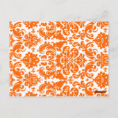 DRUCKTE RIBBON Orange Damask Tischnummer Postkarte (Rückseite)