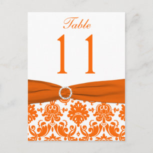 DRUCKTE RIBBON Orange Damask Tischnummer Postkarte